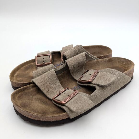 Birkenstock Arizona Soft Footbed Suede Leather Sandals Taupe Size USW7/M5 EU38 - Picture 10 of 15